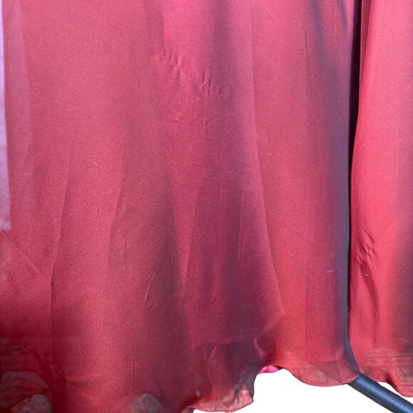 NWT Sheer Blouson Sleeve Surplice Gown in Garnet Sz 16 Red - Picture 15 of 16